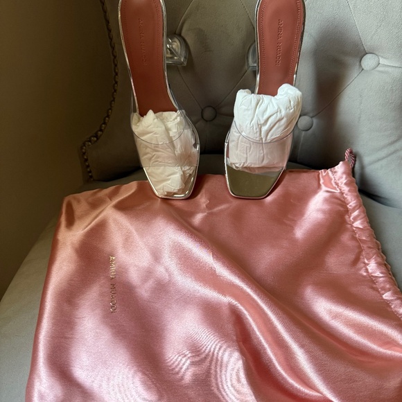 Amina Muaddi Shoes Amina Muaddi Lupita Glass Transparent Heels